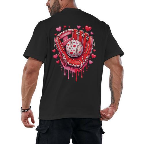 Baseball Drip Ice Cream Sprinkles Valentines Day Baseball Men's Back Print T-Shirt - Sportilla