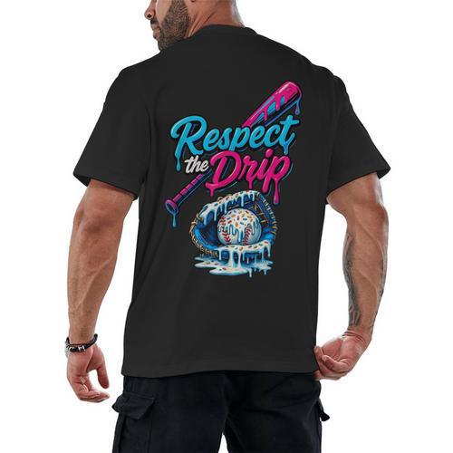 Baseball Drip Ice Cream Sprinkles Youth Boys Baseball Glove Men's Back Print T-Shirt - Sportilla