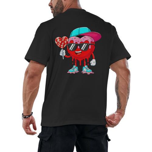 Baseball Drip Ice Cream Valentines Day Baseball Sport Boys Men's Back Print T-Shirt - Sportilla