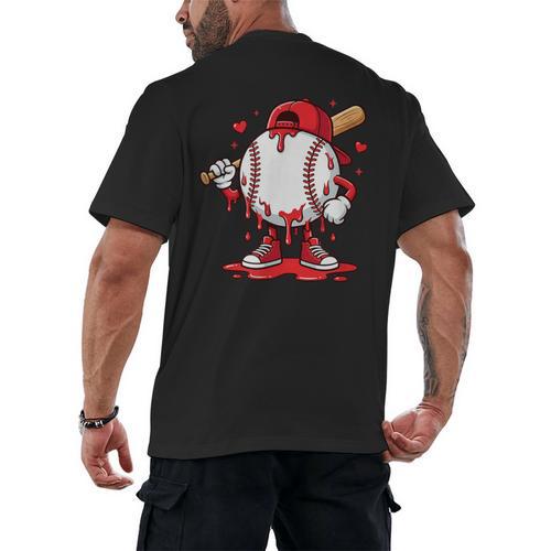 Baseball Drip Icecream Men Boy Valentine Men's Back Print T-Shirt - Sportilla