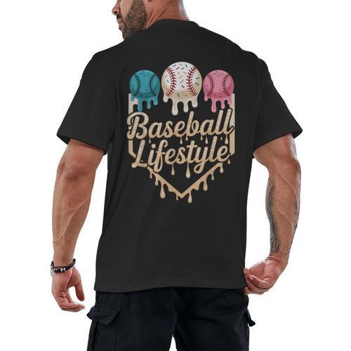 Baseball Drip Icecream Men's Back Print T-Shirt - Sportilla