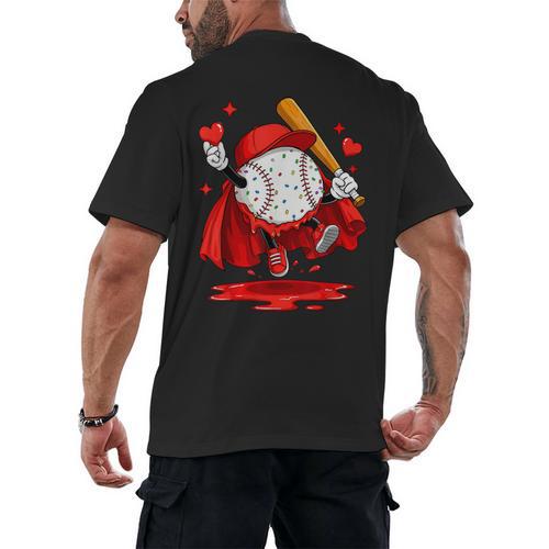Baseball Drip Icecream Youth Boy Valentine Men's Back Print T-Shirt - Sportilla