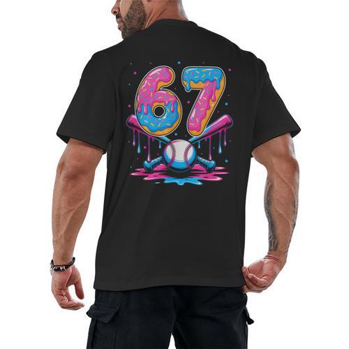 Baseball Drip Number 67 Player 67Th Birthday Baseball Meme Men's Back Print T-Shirt - Sportilla