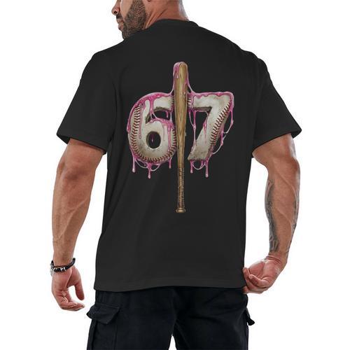Baseball Drip Number 67 Sports Player Six Seven Meme Fan Men's Back Print T-Shirt - Sportilla