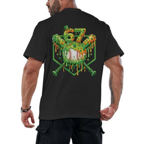 Baseball Drip St Patricks Day Boys Baseball St Patricks Day Men's Back Print T-Shirt - Sportilla