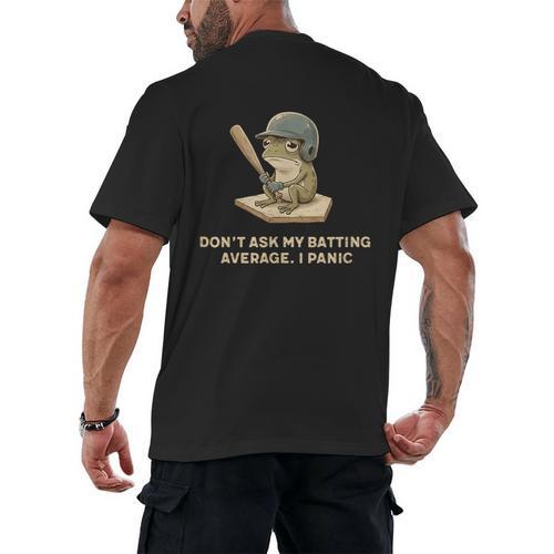 Baseball Frog Saying Batting Retro Artwork Men's Back Print T-Shirt - Sportilla