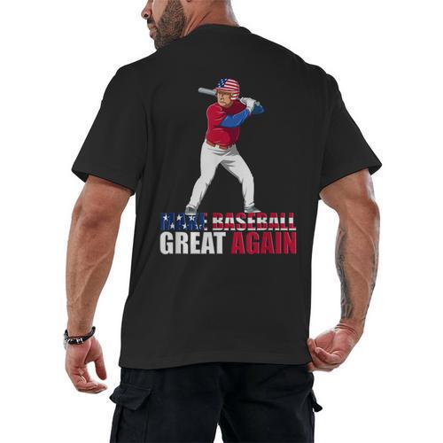 Make Baseball Great Again Donald Trump Baseball Men's Back Print T-Shirt - Sportilla