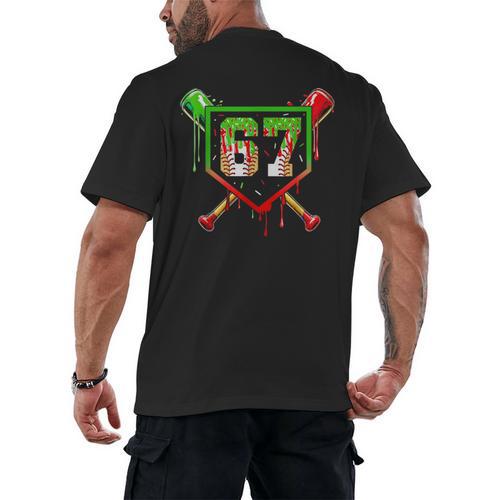 Baseball Ice Cream Drip Number 67 Player 6 7 Christmas Pjs Men's Back Print T-Shirt - Sportilla