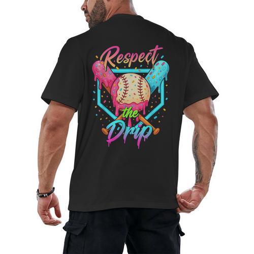 Baseball Ice Cream Drip Number 67 Player 67 Respect The Drip Men's Back Print T-Shirt - Sportilla