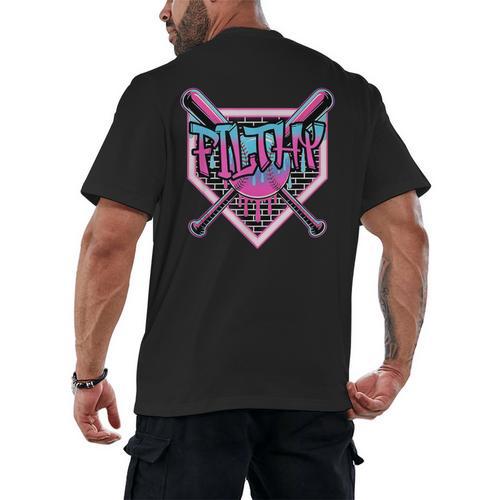 Baseball Ice Cream Drip Pitcher Filthy Men's Back Print T-Shirt - Sportilla