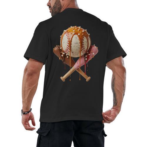Baseball Ice Cream Drip Style Melting Ice Cream Youth Teen Men's Back Print T-Shirt - Sportilla
