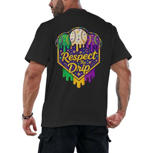 Baseball Ice Cream Respect The Drip Mardi Gras Carnival Boys Men's Back Print T-Shirt - Sportilla