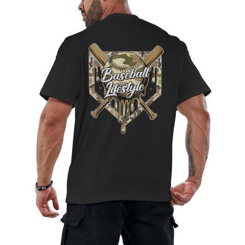 Baseball Life Lifestyle Home Plate Camo Ice Cream Drip Kids Men's Back Print T-Shirt - Sportilla