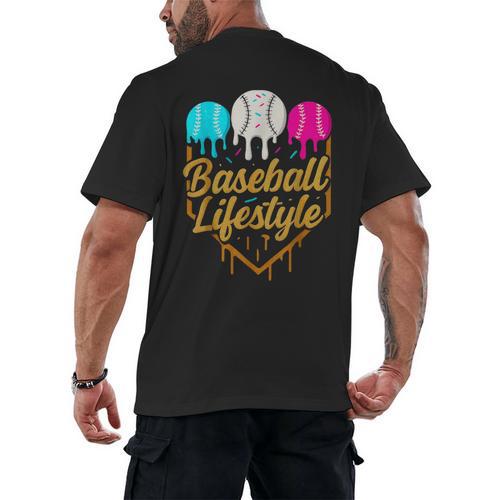 Baseball Lifestyle Baseball Drip Icecream Men's Back Print T-Shirt - Sportilla