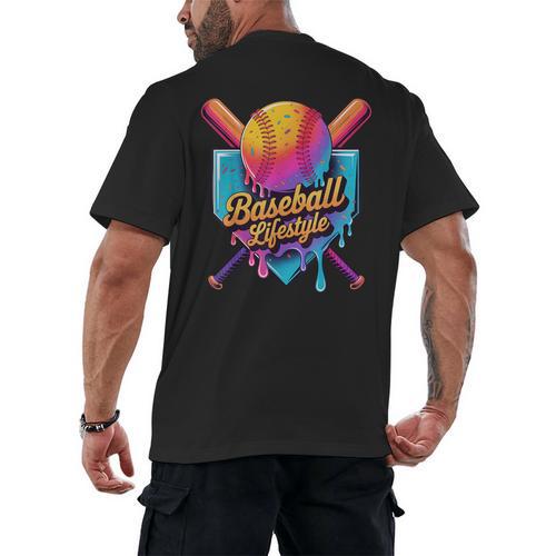 Baseball Lifestyle Drip Icecream Men's Back Print T-Shirt - Sportilla