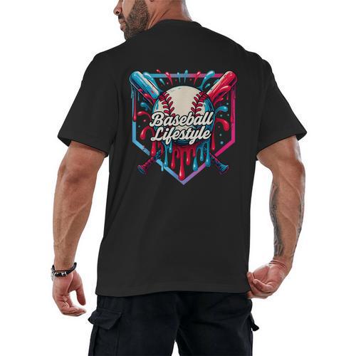 Baseball Lifestyle Shirt Youth Baseball Drip Icecream Boys Men's Back Print T-Shirt - Sportilla