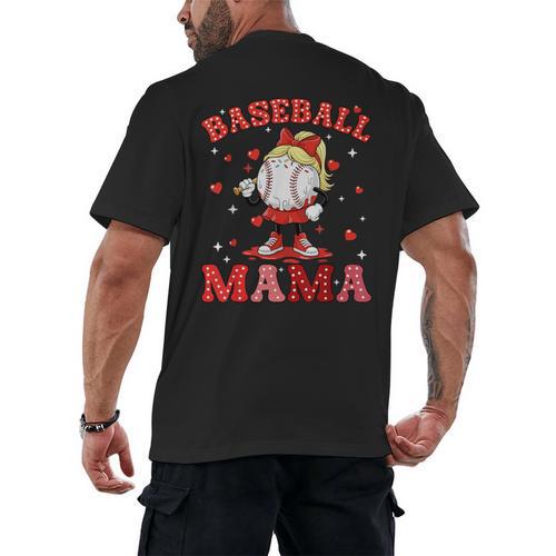 Baseball Mama Sports Mom Baseball Valentine Drip Girls Women Men's Back Print T-Shirt - Sportilla