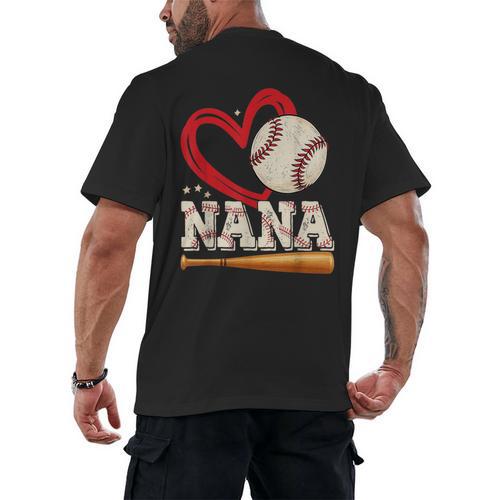 Baseball Nana Baseball Heart Family Matching Men's Back Print T-Shirt - Sportilla