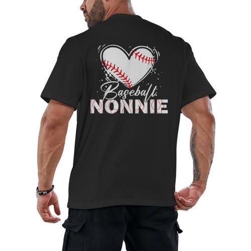 Baseball Nonnie Baseball Heart Men's Back Print T-Shirt - Sportilla