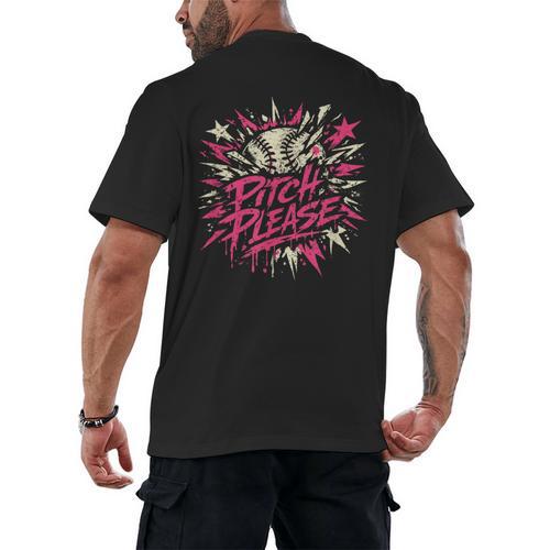 Baseball Phrase With Stars Men's Back Print T-Shirt - Sportilla