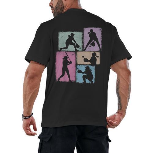 Baseball Player Collage Women Kids Coach Youth Girl Men's Back Print T-Shirt - Sportilla