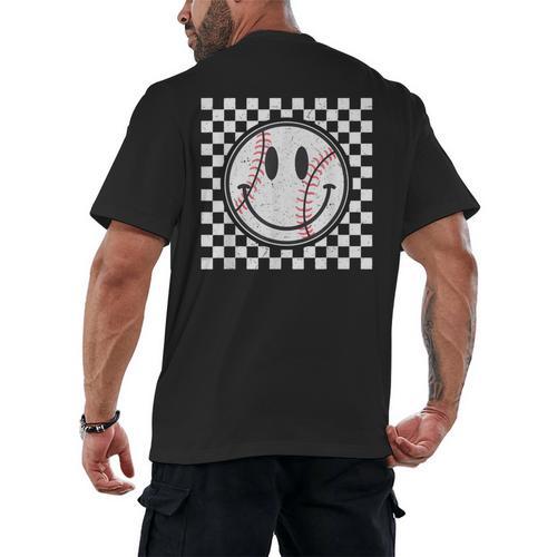 Baseball Season Happy Game Day Trendy Sports Vintage Men's Back Print T-Shirt - Sportilla
