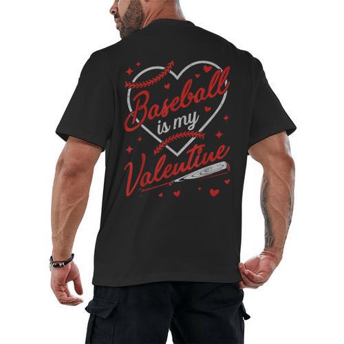 Baseball Is My Valentine Coach Player Lovers Cool Sport Love Men's Back Print T-Shirt - Sportilla