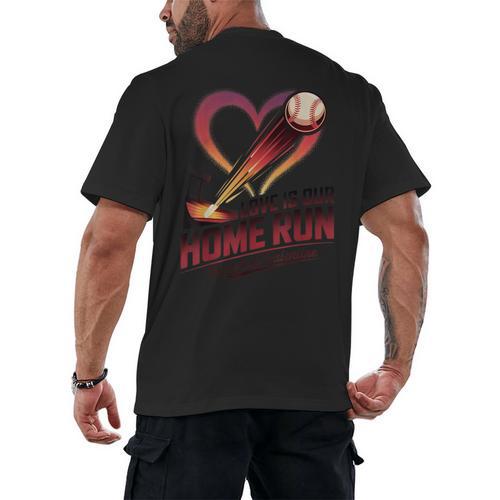 Baseball Valentine Love Is Our Home Run Apparel Men's Back Print T-Shirt - Sportilla