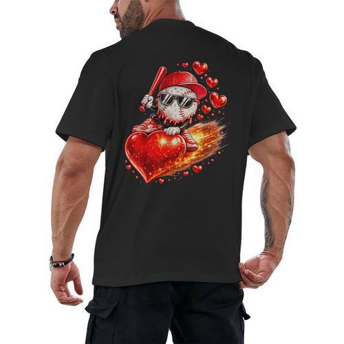 Baseball Valentine's Day Drip Ice Cream Team Men's Back Print T-Shirt - Sportilla