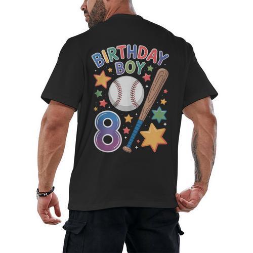 Birthday Boy 8th Birthday Baseball Men's Back Print T-Shirt - Sportilla