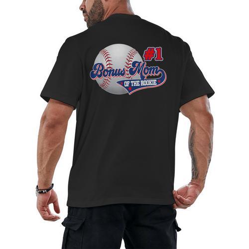 Bonus Mom Rookie Of Year 1st Birthday Baseball Theme Men's Back Print T-Shirt - Sportilla