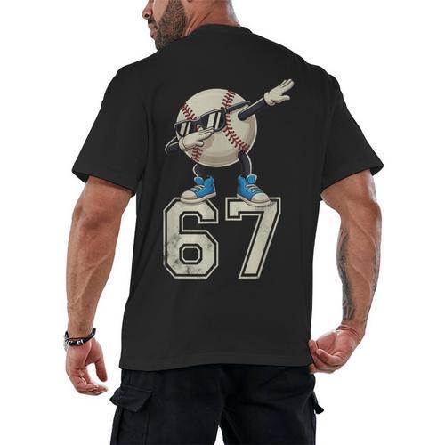 Boys Kids 67 Six Seven Sunglasses Dabbing Baseball Lover Men's Back Print T-Shirt - Sportilla