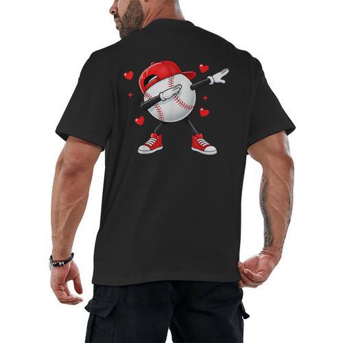 Boys Valentines Baseball Men's Back Print T-Shirt - Sportilla