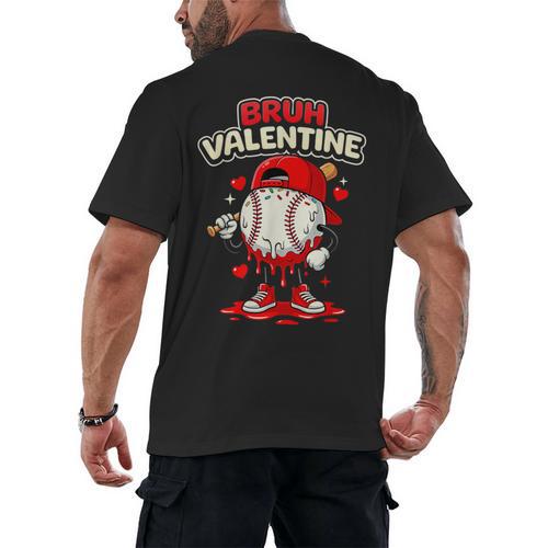 Bruh Valentine Baseball Drip Icecream Apparel Men Youth Boys Men's Back Print T-Shirt - Sportilla