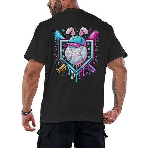 Bunny Baseball Hat With Ice Cream Easter Day Boys Kids Girls Men's Back Print T-Shirt - Sportilla