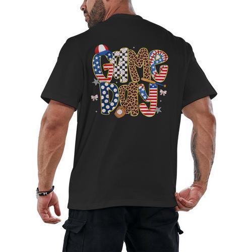 Checkered Leopard Game Day Baseball Men Women Kids Men's Back Print T-Shirt - Sportilla