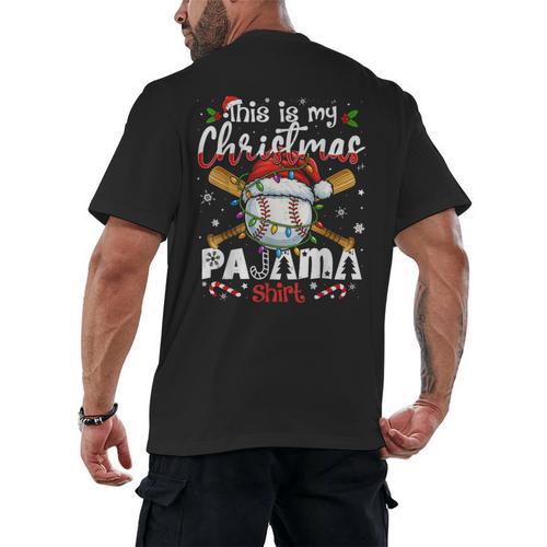 This Is My Christmas Pajama Shirt Baseball Xmas PJs Boys Men Men's Back Print T-Shirt - Sportilla