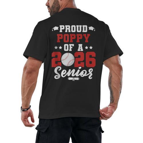 Class Of 2026 Senior Year Baseball Poppy 2026 Graduate Men's Back Print T-Shirt - Sportilla