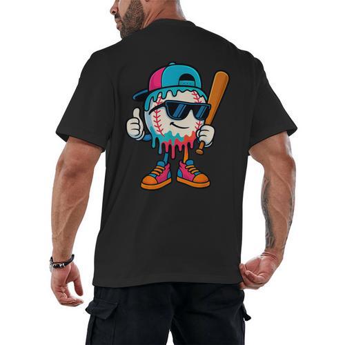 Cool Baseball Drip For Boys Ice Cream Drip Baseball Kids Men's Back Print T-Shirt - Sportilla