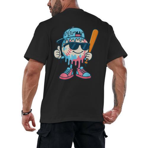 Cool Ice Cream Drip Baseball Drip For Boys Sports Kids Men's Back Print T-Shirt - Sportilla