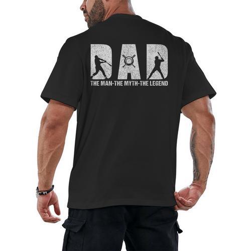 Dad Baseball The Man The Myth The Legend Daddy Father's Day Men's Back Print T-Shirt - Sportilla