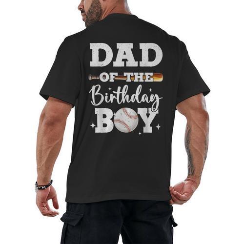 Dad Of The Birthday Boy Baseball Bday Family Men's Back Print T-Shirt - Sportilla