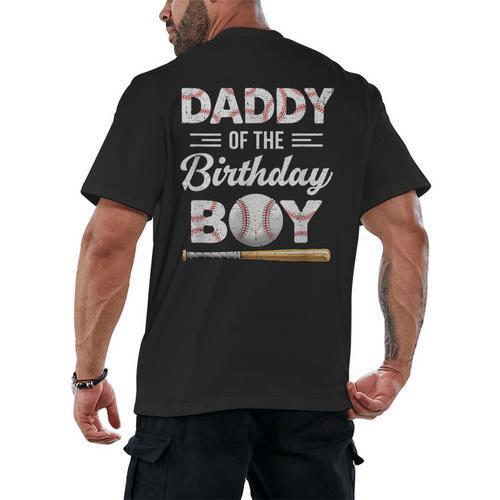 Daddy Of The Birthday Boy Baseball Matching Family Men's Back Print T-Shirt - Sportilla