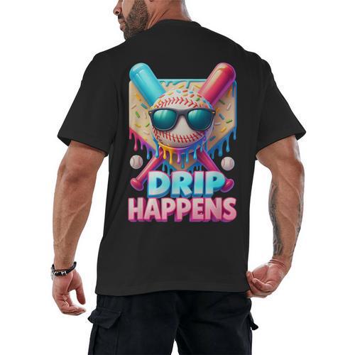 Drip Happens Baseball Ice Cream Bat And Ball With Sunglasses Men's Back Print T-Shirt - Sportilla