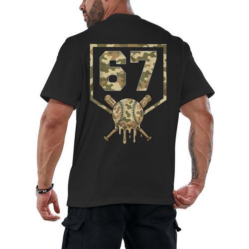 Dripping Camo 67 Baseball Ice Cream Drip 6-7 Six Seven Boy Men's Back Print T-Shirt - Sportilla
