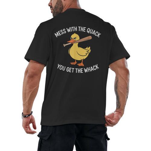 Duck And Baseball Bat Mess With The Quack You Get Whack Men's Back Print T-Shirt - Sportilla