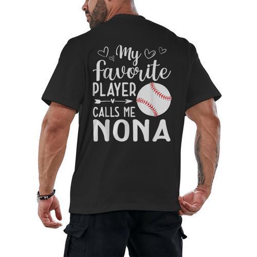 My Favorite Player Calls Me Nona Baseball Player Men's Back Print T-Shirt - Sportilla