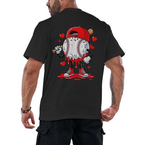 Game Day Baseball Drip Valentine Hearts Sport Lover Men's Back Print T-Shirt - Sportilla