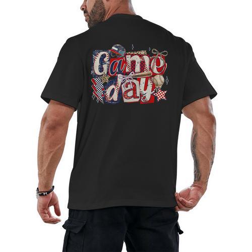 Game Day Baseball Leopard Coquette Bow Mama Mom Sister Men's Back Print T-Shirt - Sportilla
