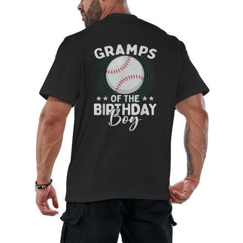 Gramps Of The Birthday Boy Baseball Player Birthday Men's Back Print T-Shirt - Sportilla